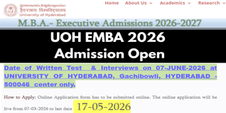 University of Hyderabad EMBA Admission 2026 Begins; Apply by  May 17